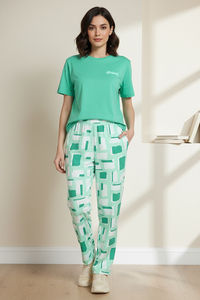 Zivame 2 Mile Fashion Knit Cotton Loungewear Set - Brook Green — thumbnail 3